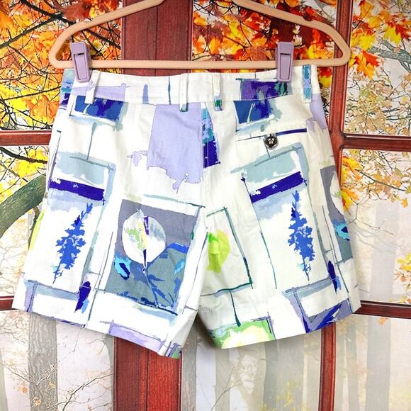 Socapri Khaki Shorts - Ivory with blue/grey print - size 42 Italian= 6 us - Picture 12 of 13